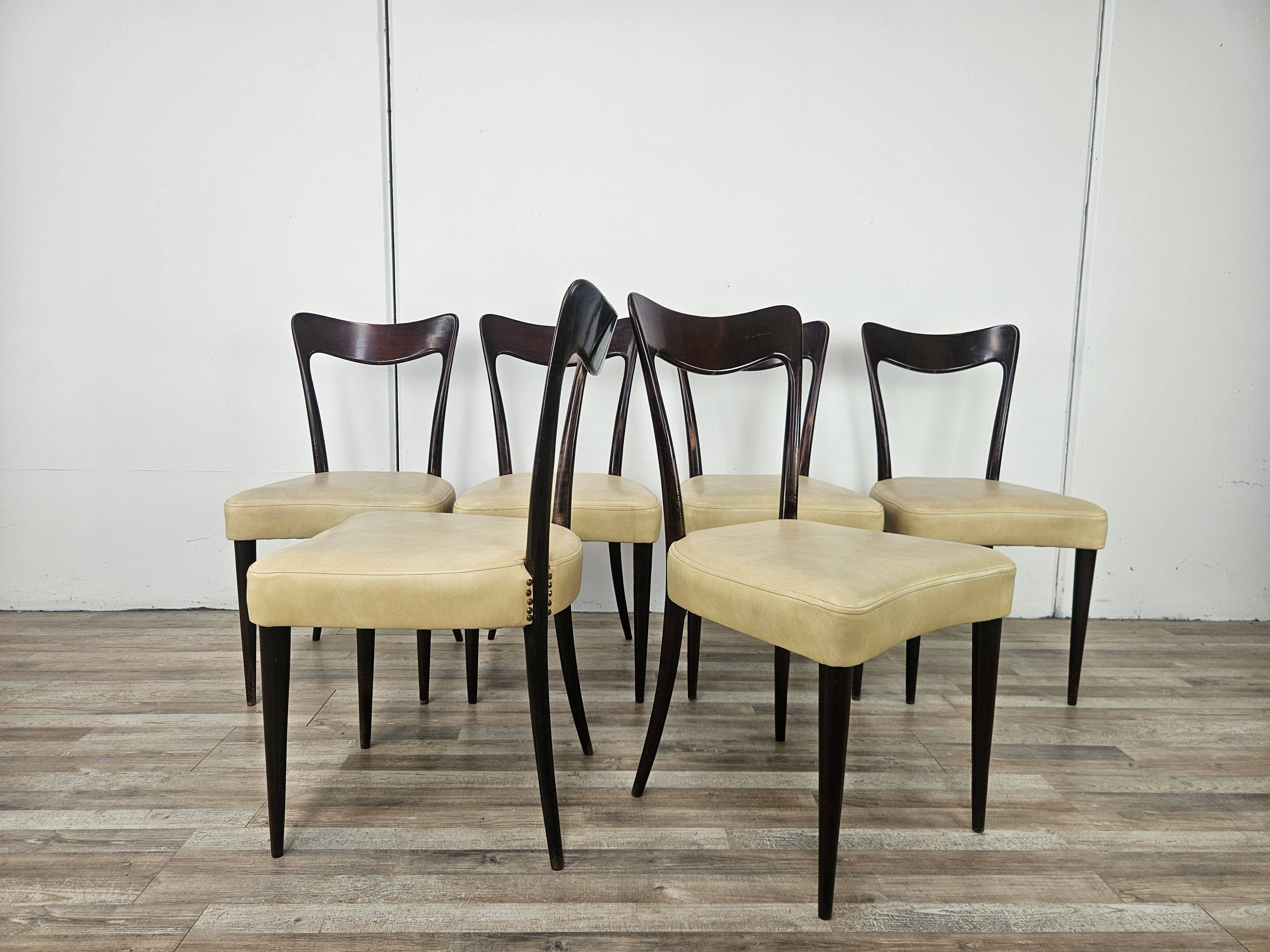 Six Art Decò chairs attributed to Carlo Rava, 1950s