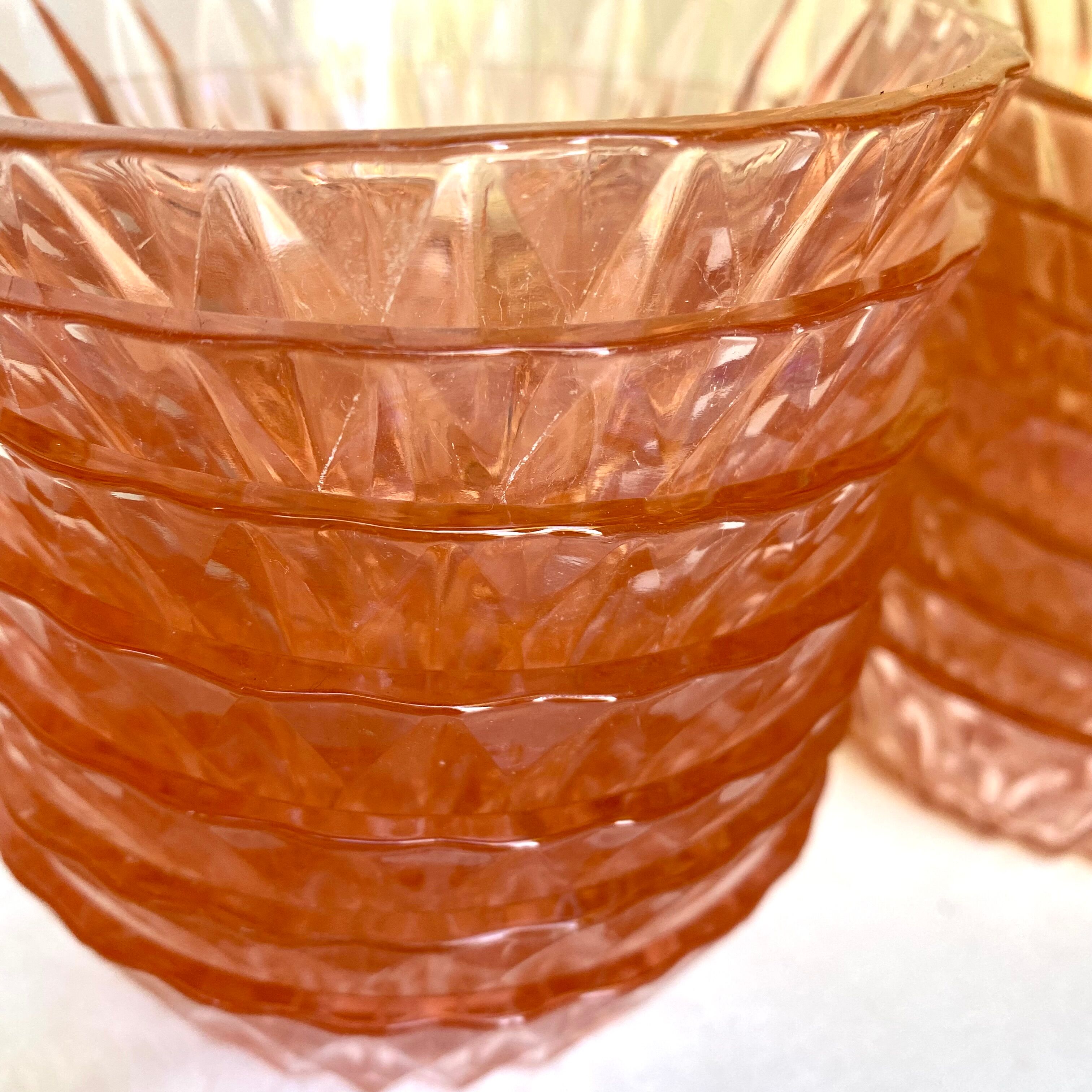 Vintage pink glass ramekins