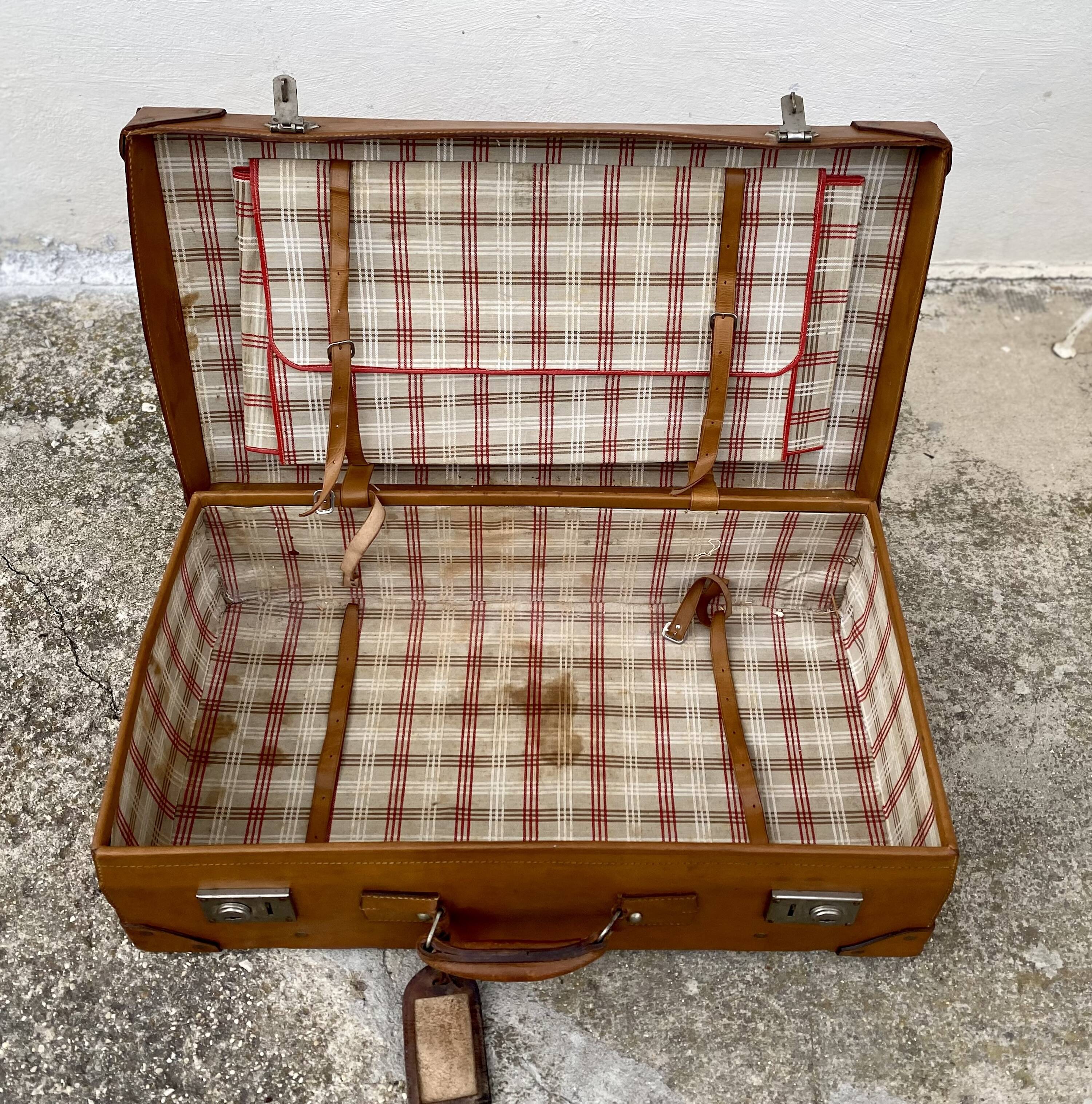 Vintage leather suitcase 1950