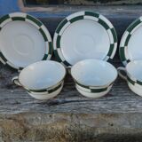 Salins green check porcelain tea set