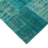 Tapis turc surteint fait à la main 172 cm x 238 cm tapis patchwork turquoise