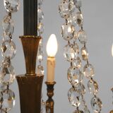 Impressive set of a large bronze Empire Chandelier with 2 wall lights, Belgium ca. 1950