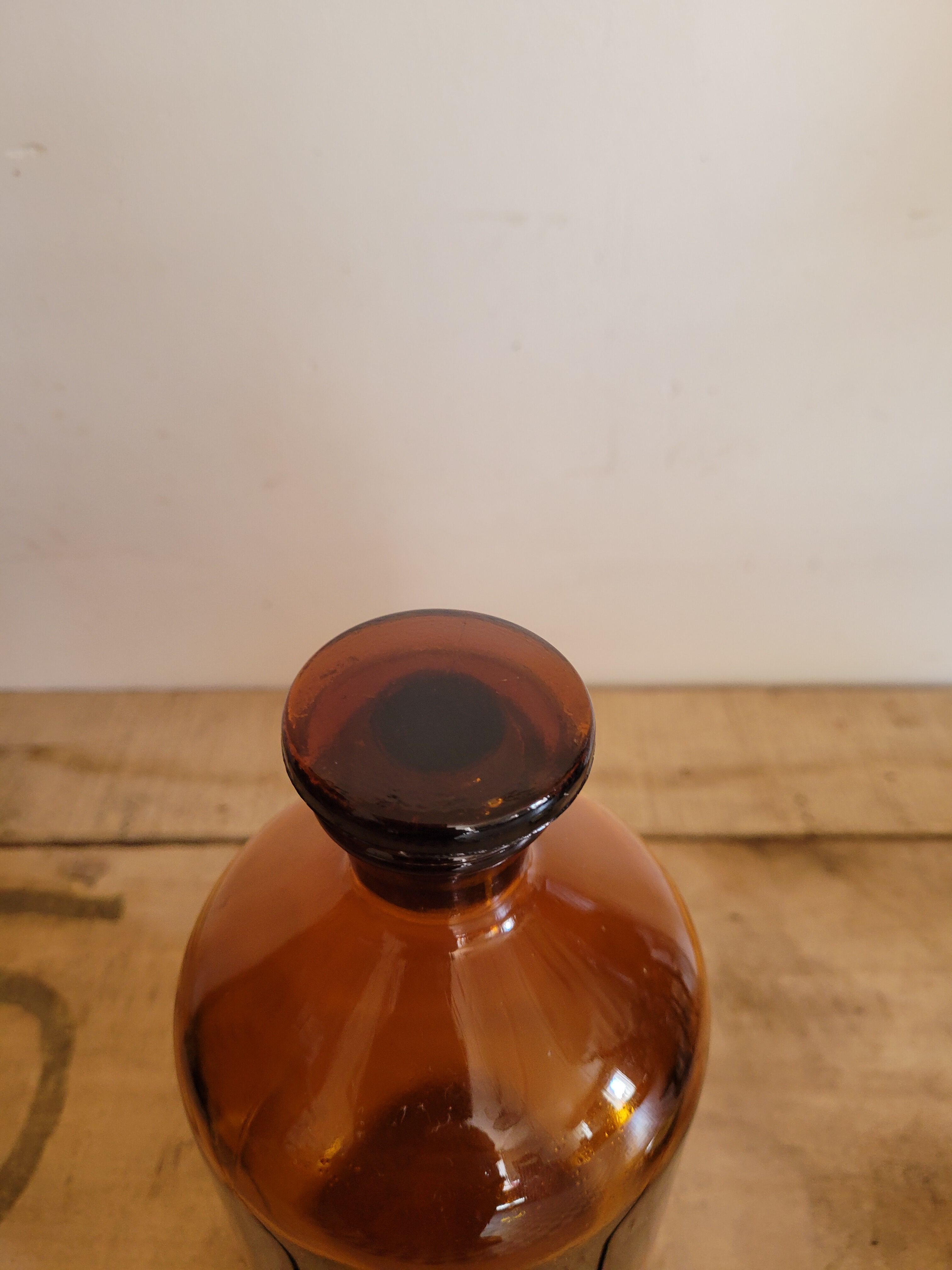 Amber glass apothecary bottle