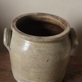 Glazed stoneware pot with two handles