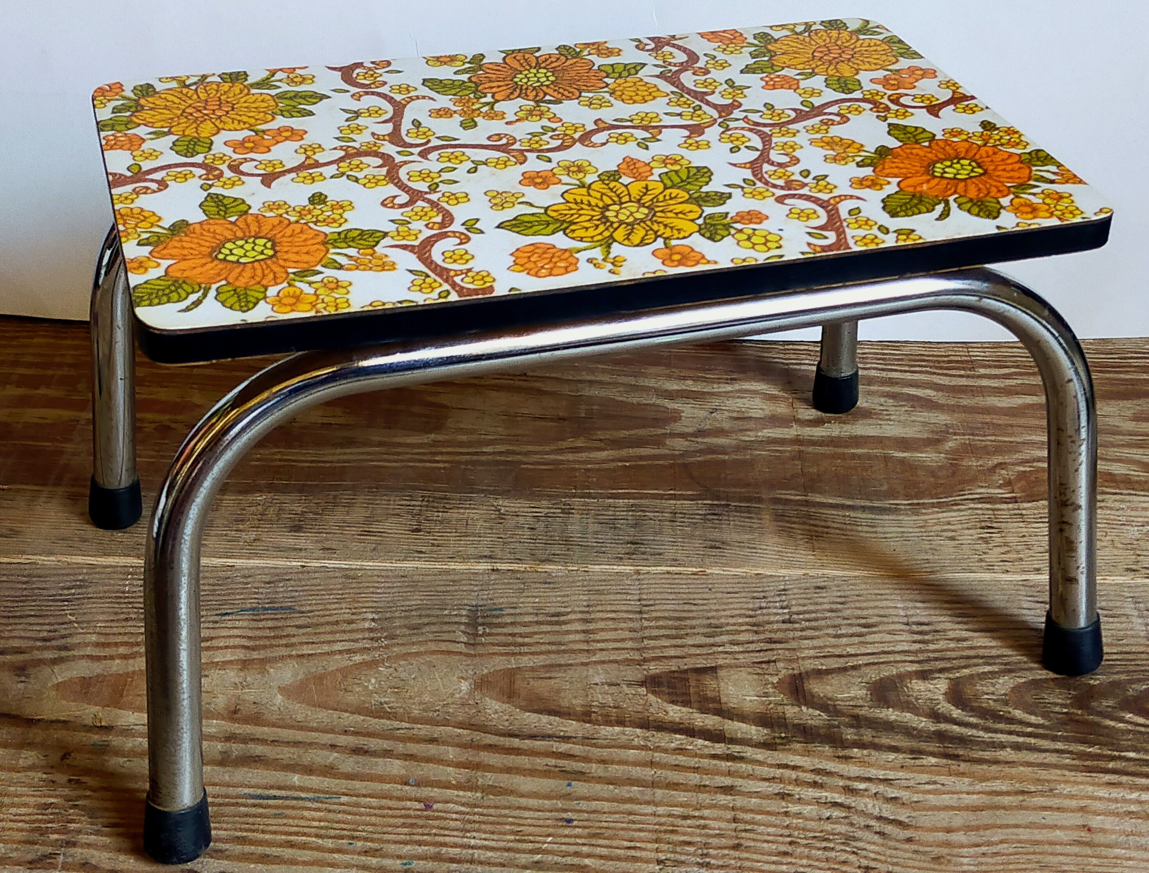 Vintage floral formica footrest stool