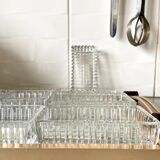 Wooden top and mirror and 8 glass ramekins