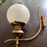 Pair of brass and opaline sconces