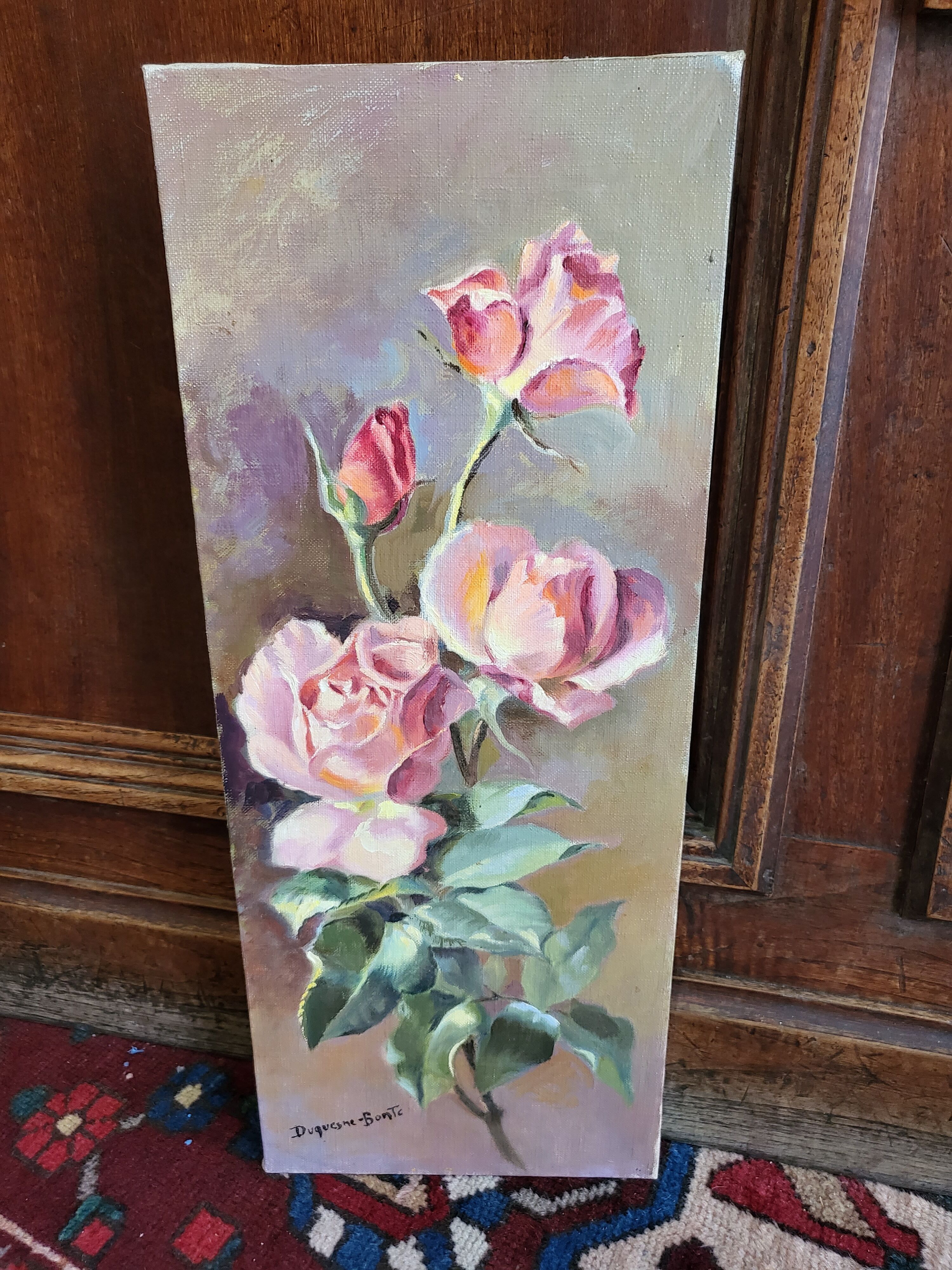 Huile sur toile "les roses"
