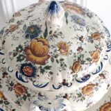 Rare - Earthenware soup tureen HB Quaregnon, floral decoration signed Hubert Becquet