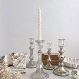 Antique baluster-shaped molded glass candlestick holder