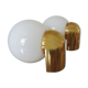 Pair of appliques " Limburg " white opaline and golden methacrylate 80s