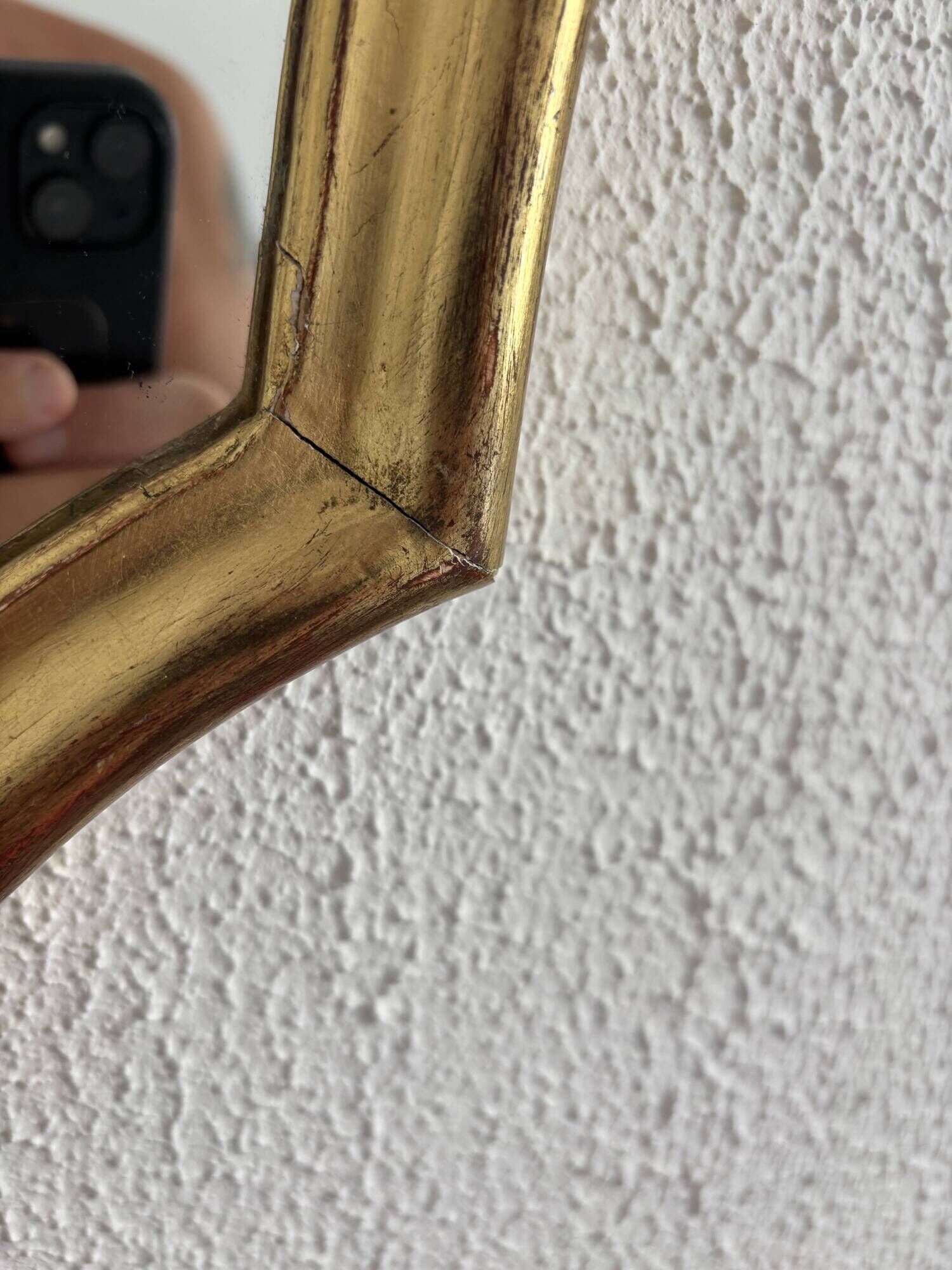 Vintage mirror 1960s Belgian rocaille style gilded wood - 61 x 49 cm