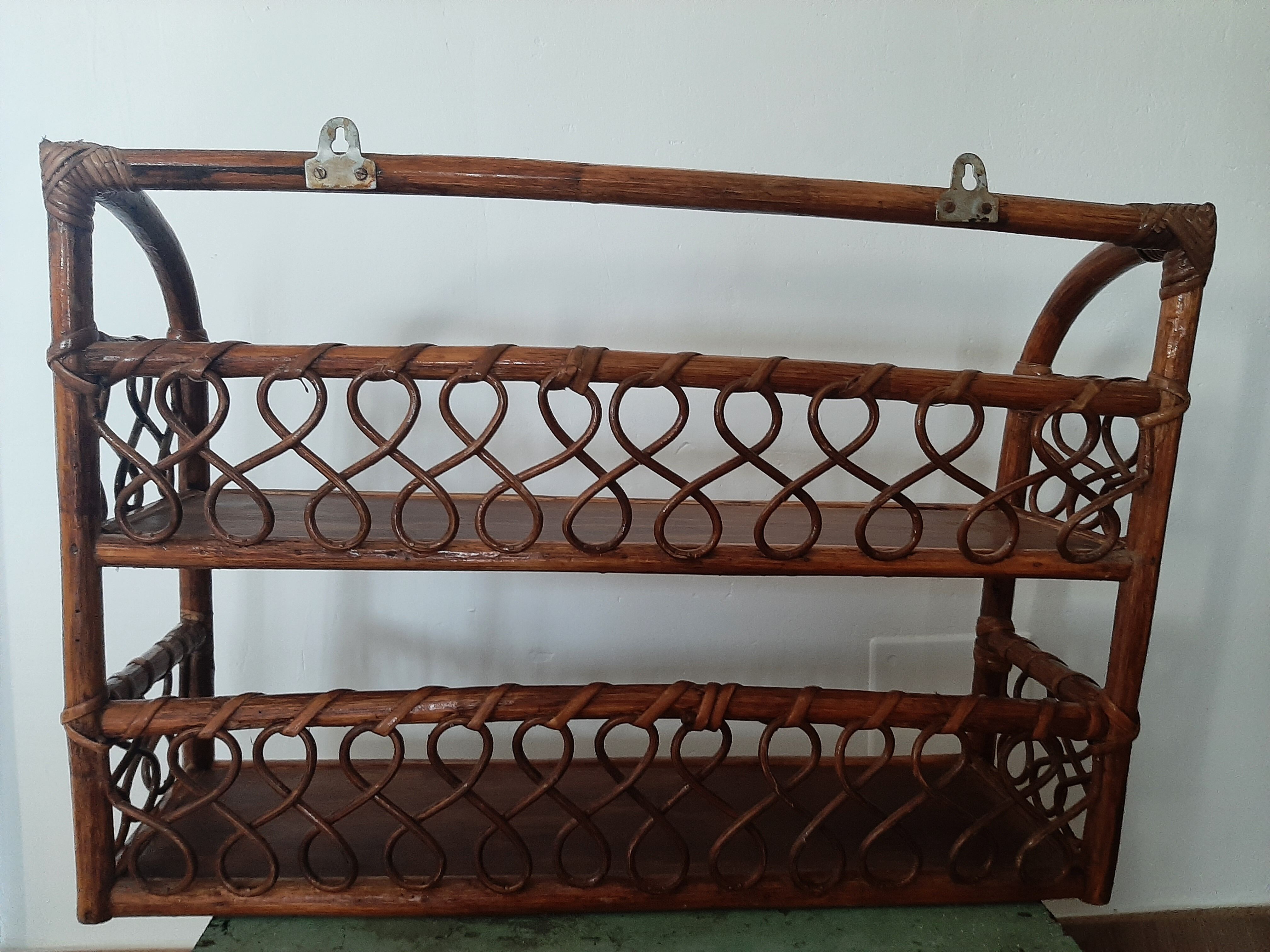 Rattan wall shelf 2 levels