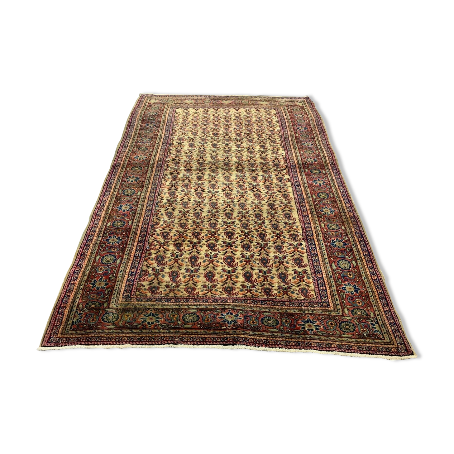 Distressed Turkish Rug 176x124 cm wool Vintage shabby Chic Tribal Red, Beige