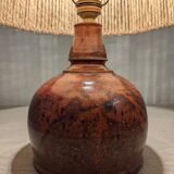 Vintage varnished stoneware lamp and jute rope