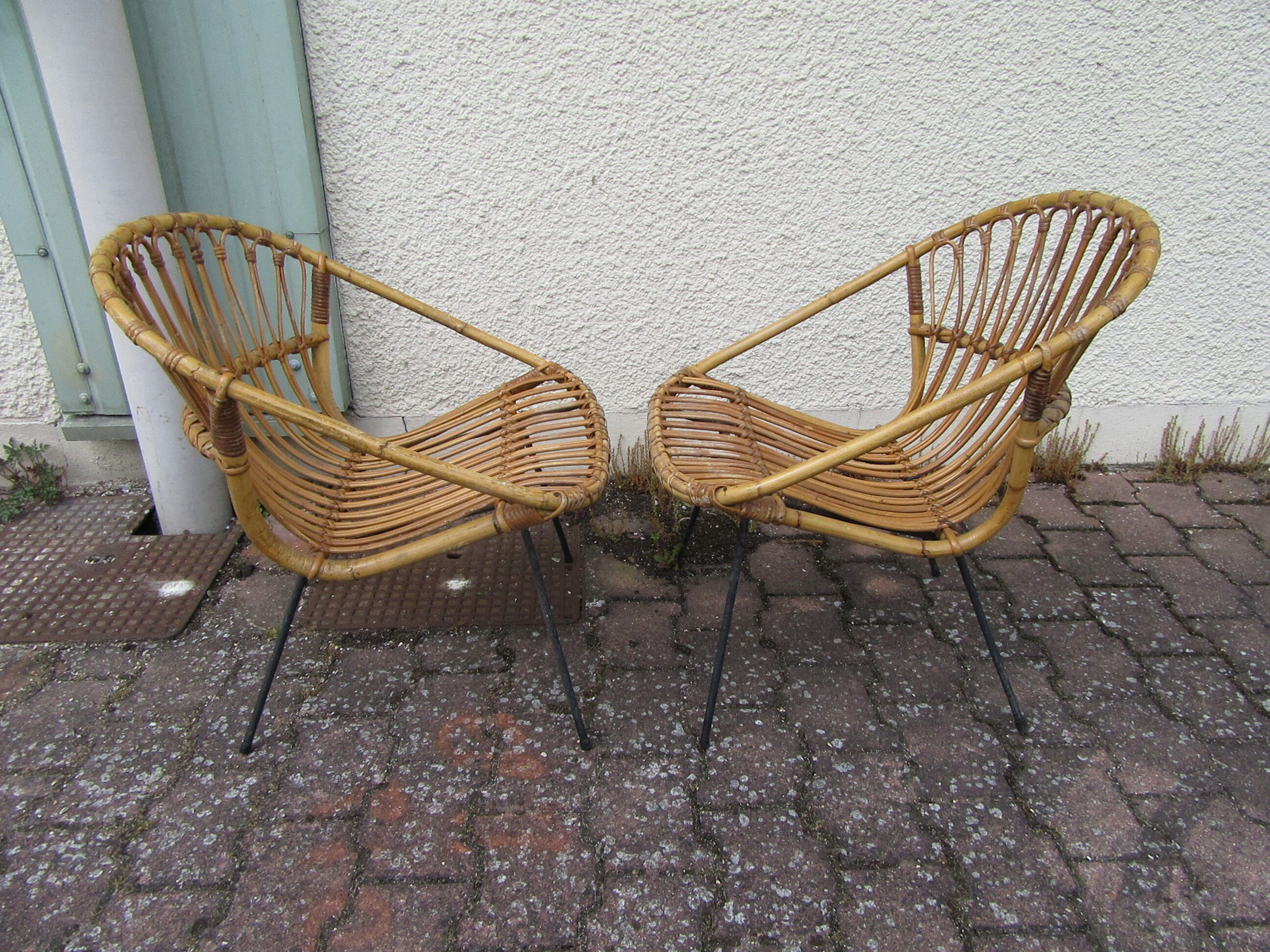 Paire de fauteuils rotin vintage