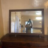 Antique solid wood mirror on foot support