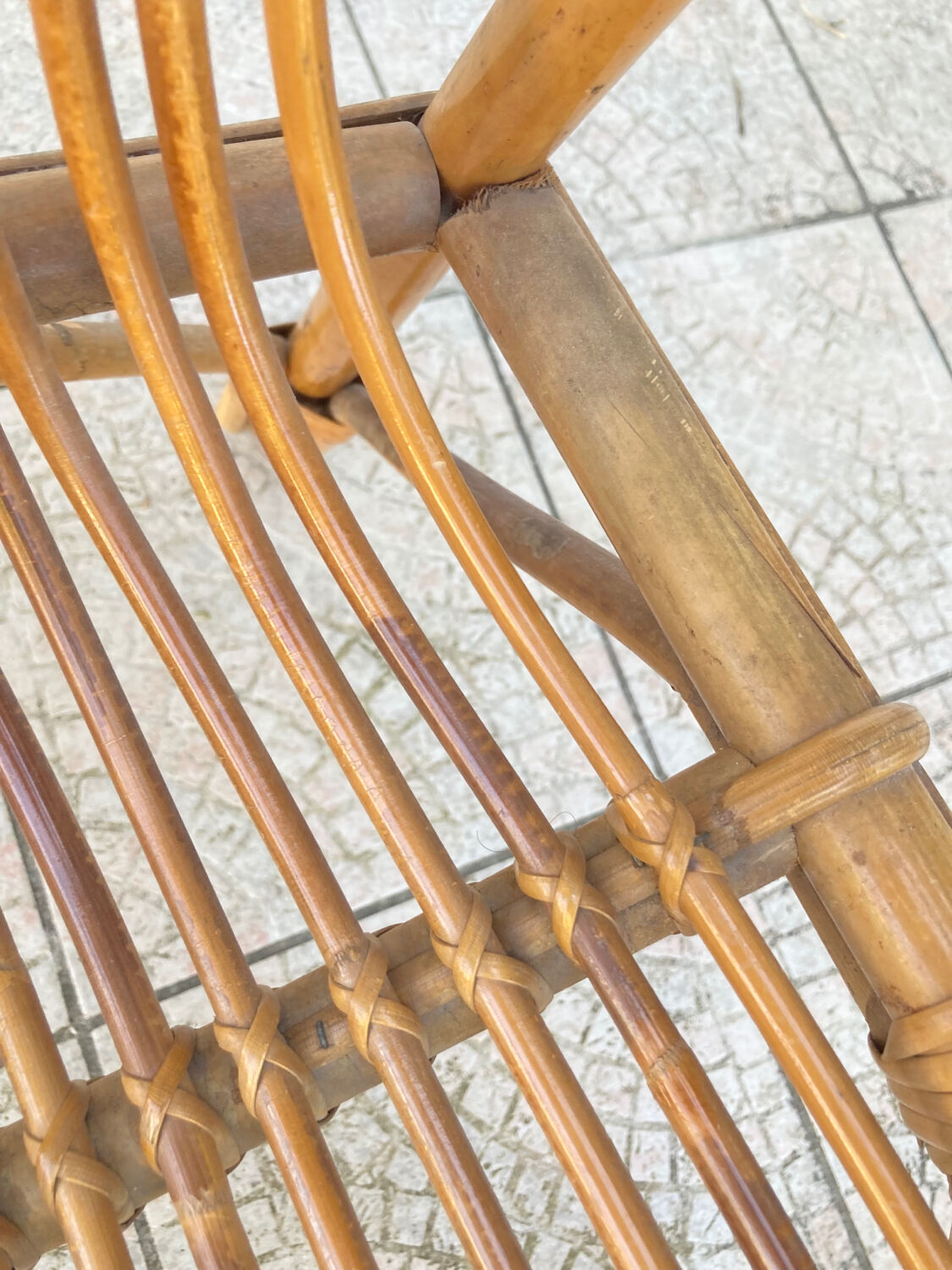 Vintage shell rattan armchair