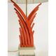 Lampe en métal laqué orange, base marbre, 1970.
