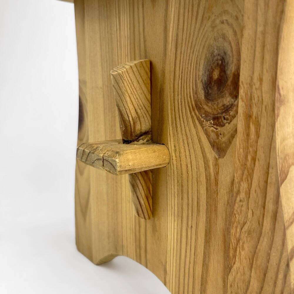 Small 80s slotted pine step bench