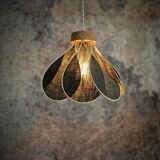 Flower suspension, Nymphéa model, 8 petals in rattan and fir green linen