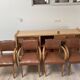 Set of 4 armchairs bridge leather and wood called "moustache" style art deco circa 1940