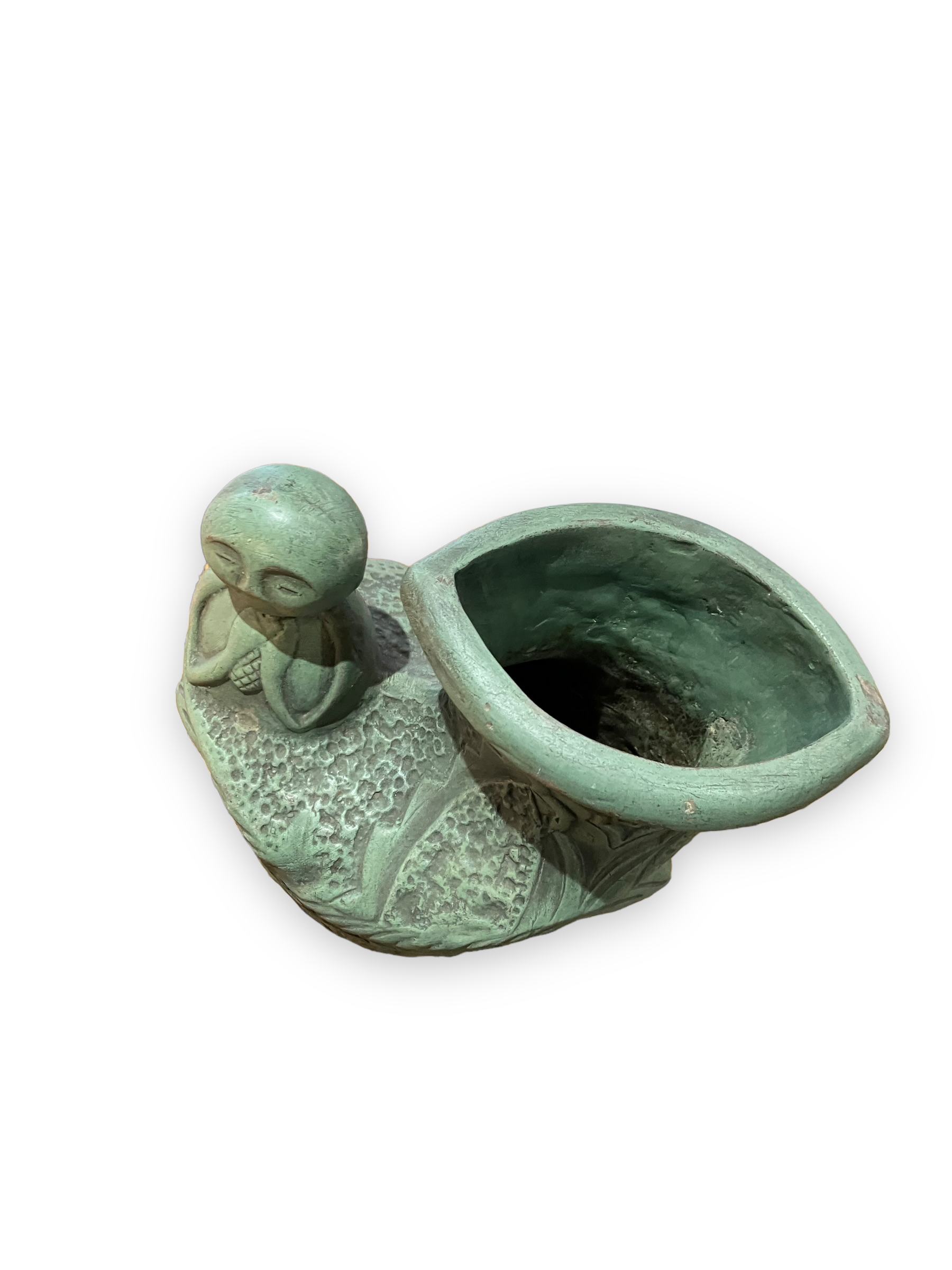 Ethnic anthropomorphic vase in patinated terracotta