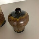 Set of 3 ceramic studio pottery vase by Elmar and Elke Kubicek, Germany, 1970