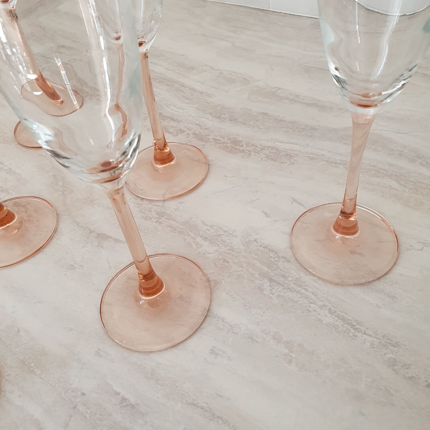 Pink stem champagne flutes
