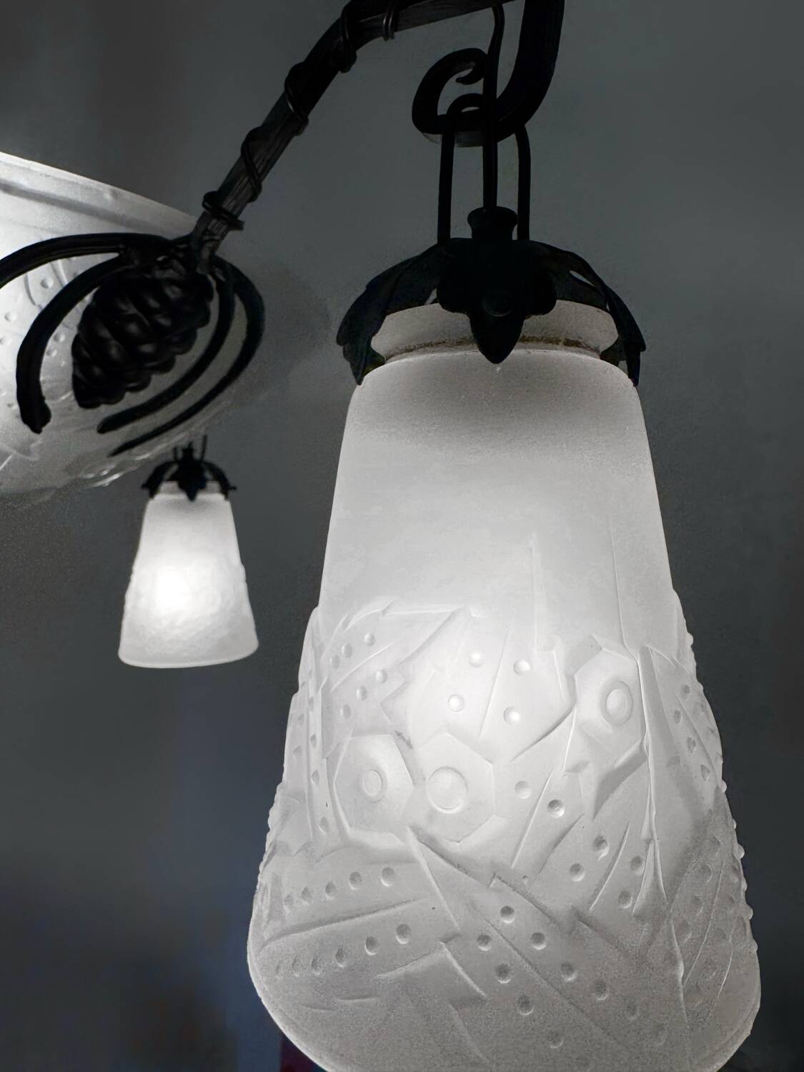 Muller Art Deco glass chandelier