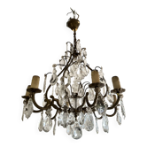 Lustre cage ancien style Louis XV à pampilles – paire disponible