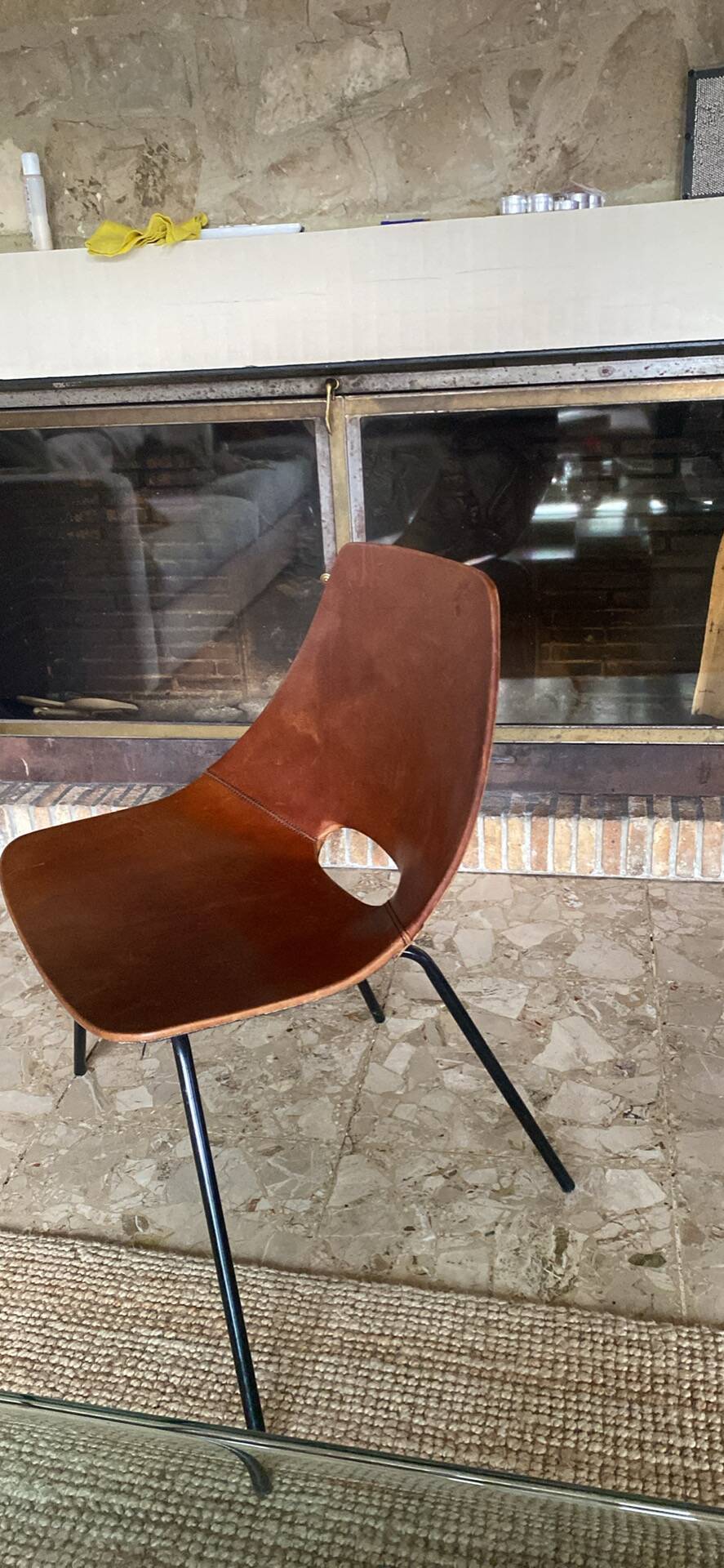 Leather chair by Pierre Guariche