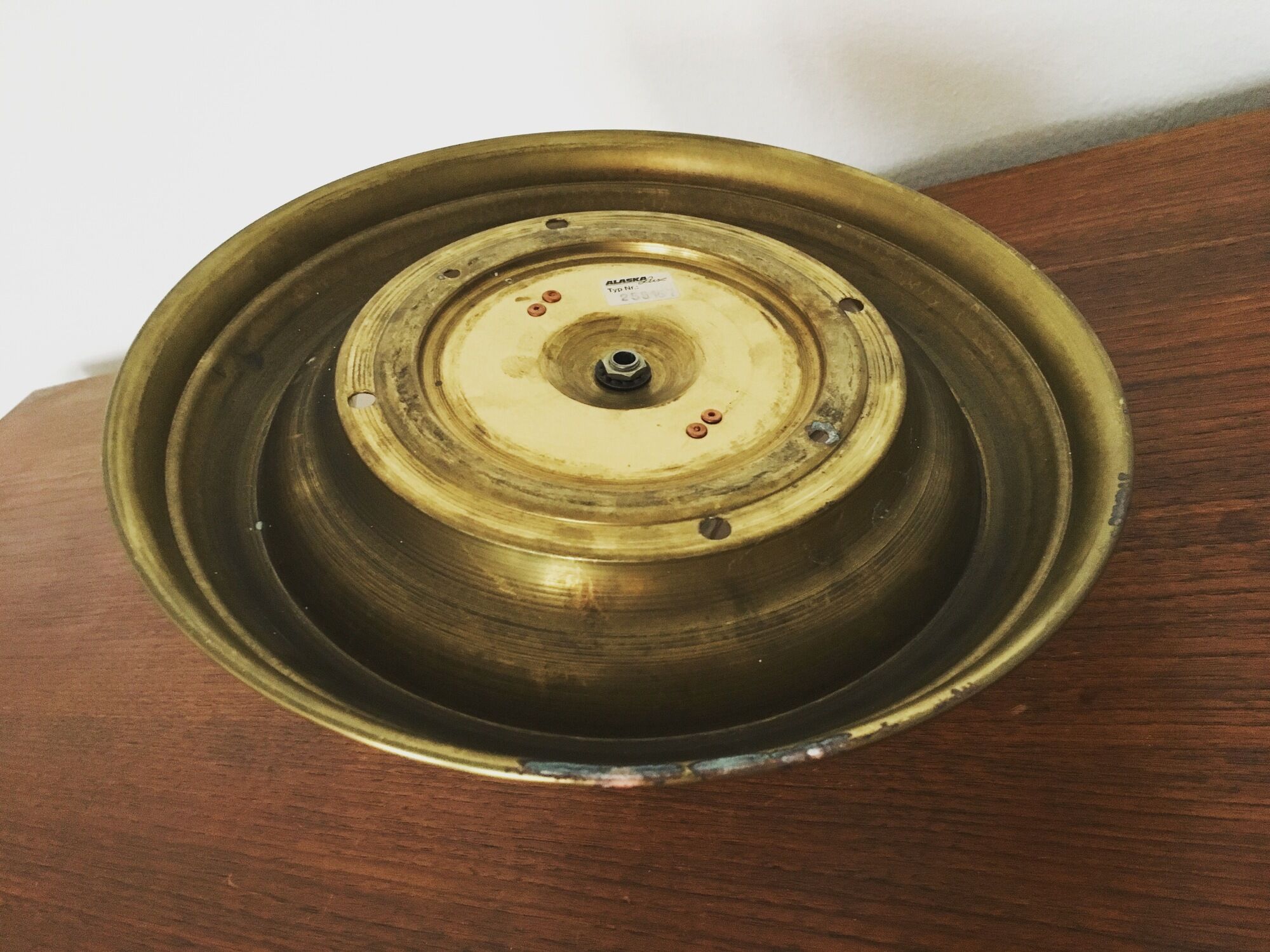 Brass and glass wall lamp or flush light