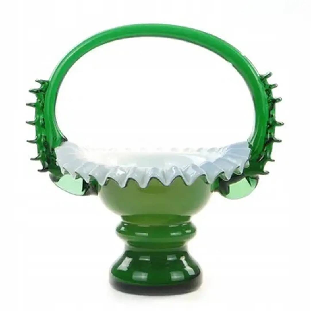 Ruffled vase, mid-century modern, glass, design by L. Fiedorowicz, Poland, 1970s