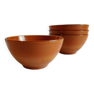 Set of 4 arcopal brown volcano bowls from the 70s