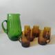 Pitcher and glasses in blown glass vintage 60s