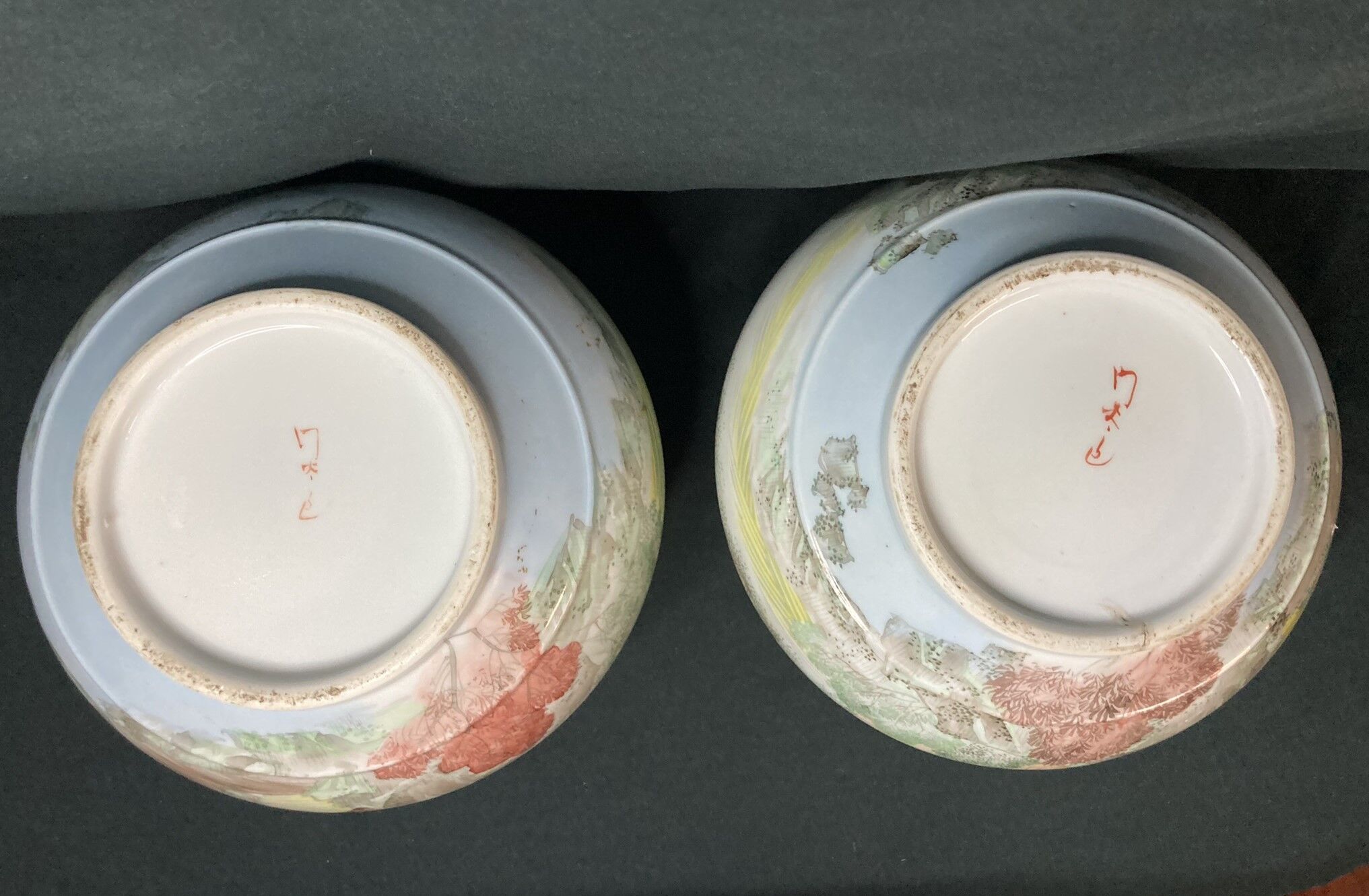 Pair of porcelain ball vases with cottage decor, late 19th century