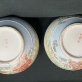 Pair of porcelain ball vases with cottage decor, late 19th century