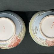Pair of porcelain ball vases with cottage decor, late 19th century