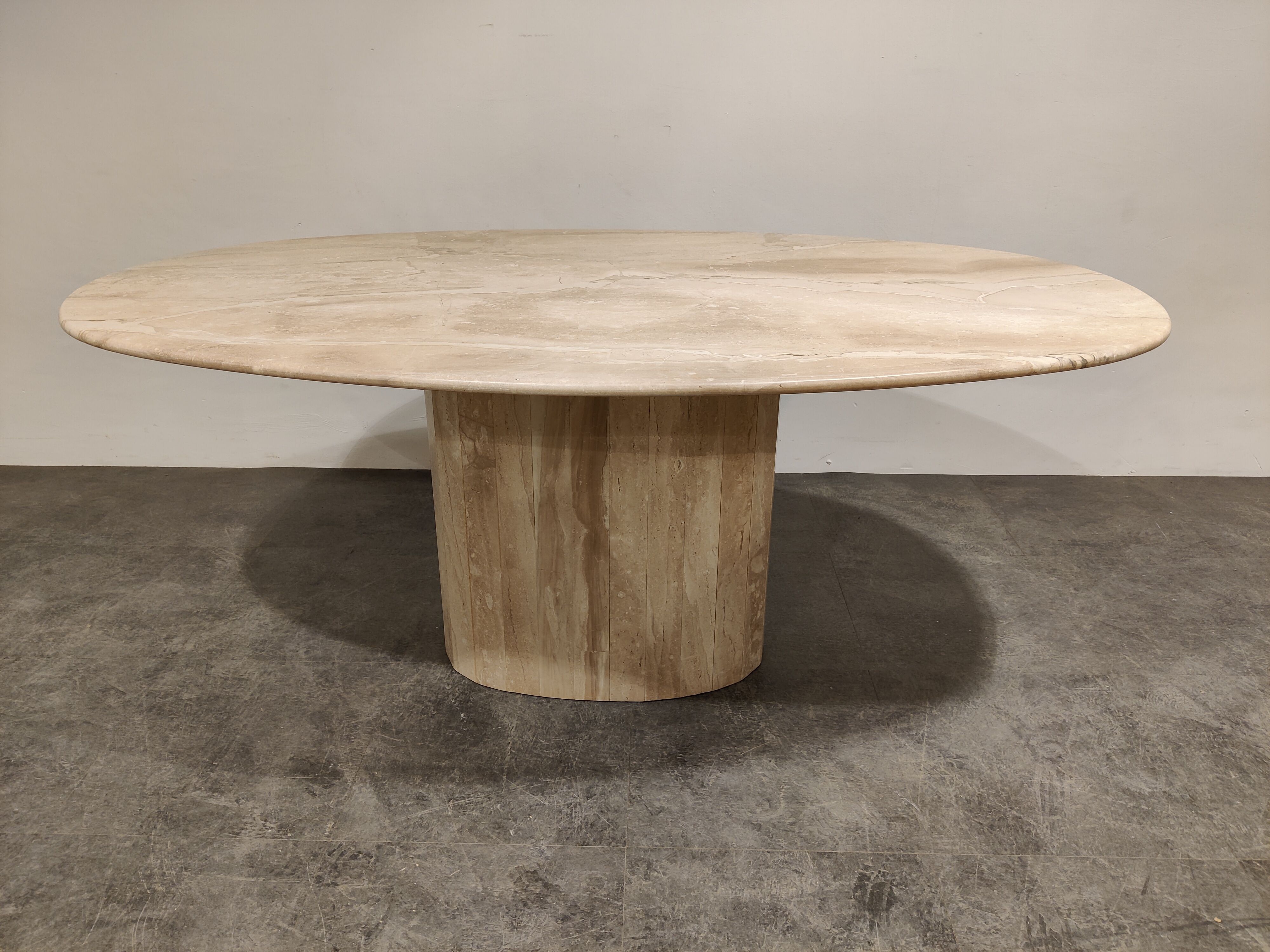Vintage oval travertine dining table, 1970s