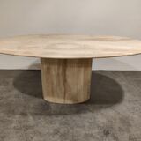 Vintage oval travertine dining table, 1970s