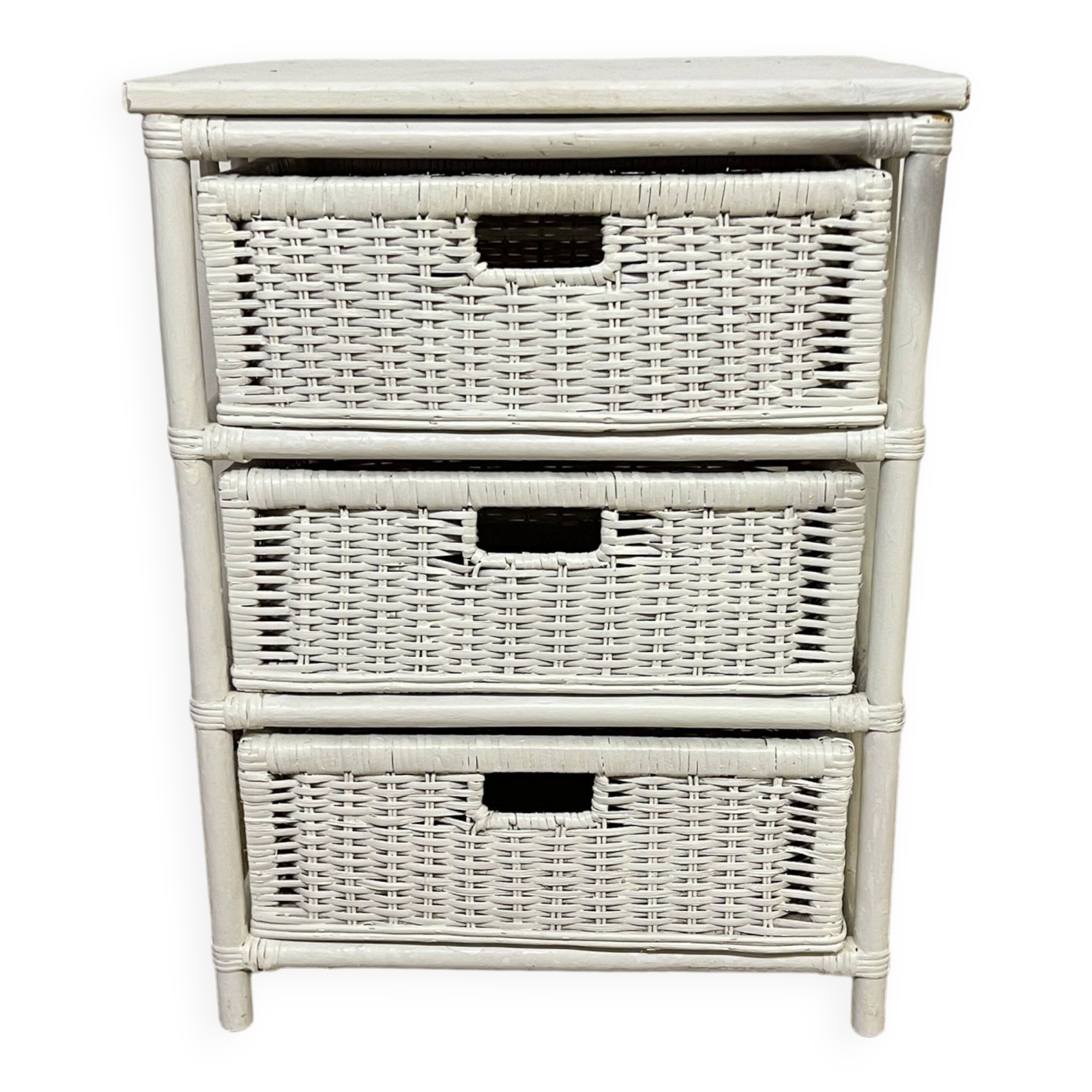 Vintage rattan storage unit, 3 drawers