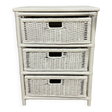 Vintage rattan storage unit, 3 drawers