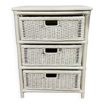 Vintage rattan storage unit, 3 drawers