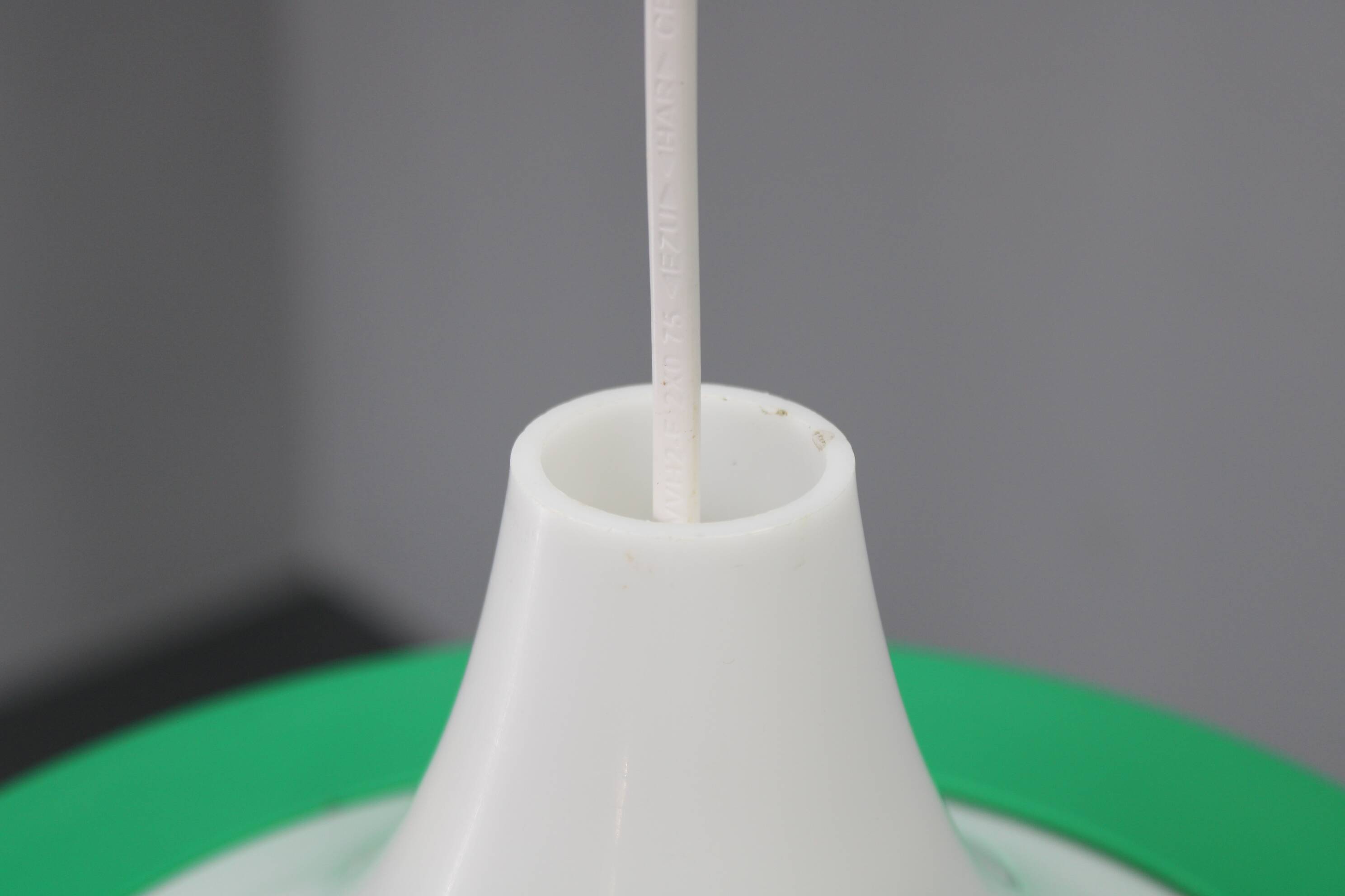 Vintage Italian green and white plastic pendant light, 1970s — Space Age modern