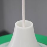Vintage Italian green and white plastic pendant light, 1970s — Space Age modern