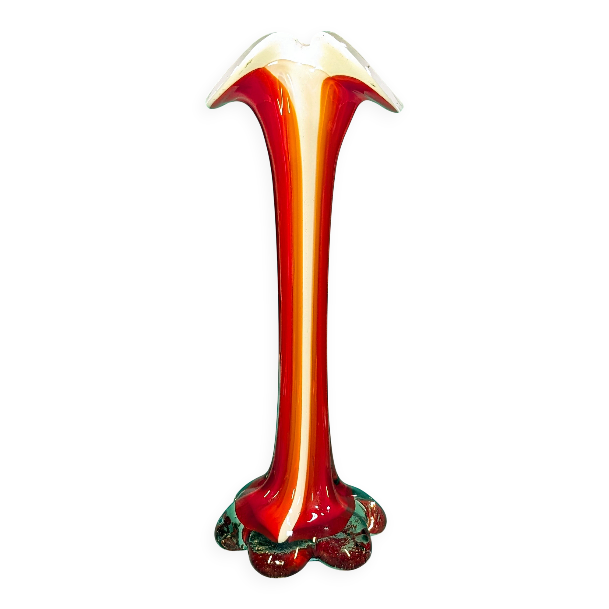 Murano Vase Soliflore "Coral" Vintage 60's Italy
