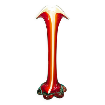 Murano Vase Soliflore "Coral" Vintage 60's Italy