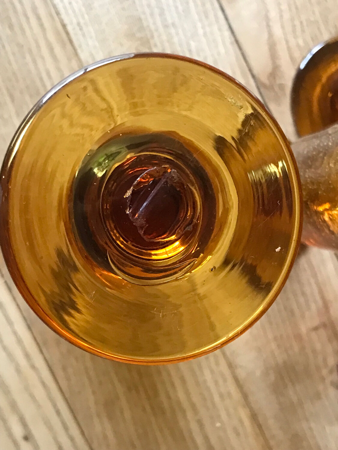 Champagne flutes bubbled amber blown