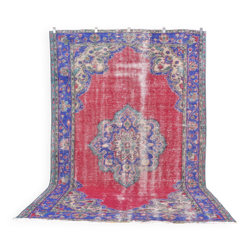 Tapis géométrique multicolore en laine Oushak sku c69